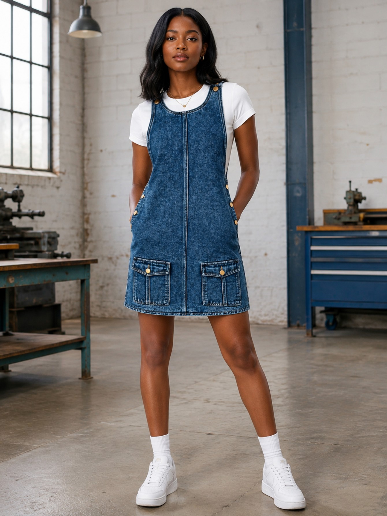 ladies pinafore dress sold on Temu United States