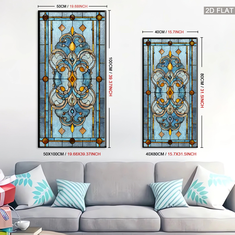 2d flat 1pc framed stained   canvas decorations painting ornate   wall decor blue color pattern art prints poster abstract wall arts modern posters vintage wall art home decor for living room bedroom kitchen with frame