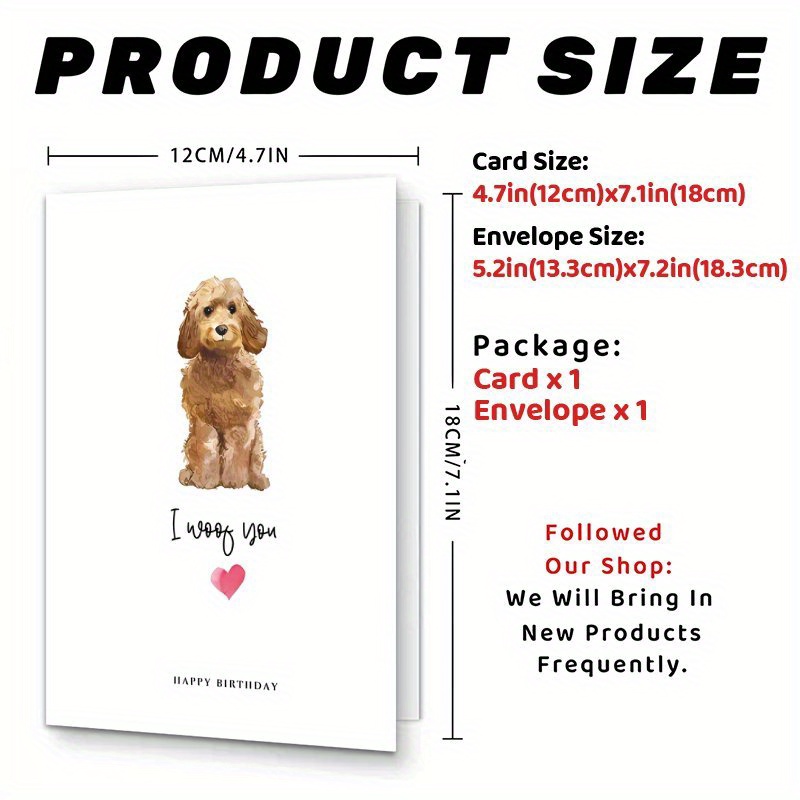 TEMU 1pc A Birthday Card Featuring A Cockapoo Dog, A Humorous Greeting Card, An Adorable Art Gift For Dog Enthusiasts, , Suitable For Party