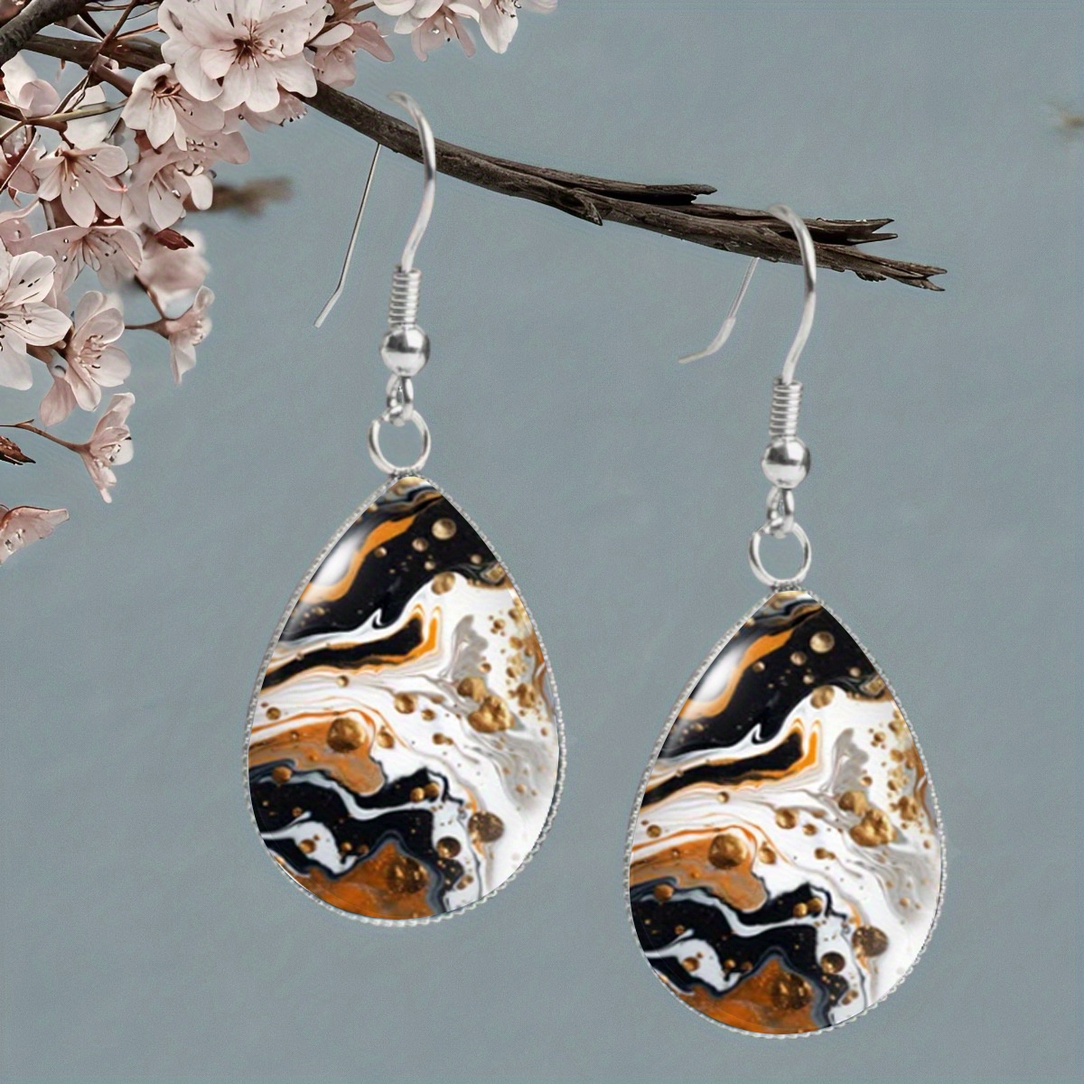 TEMU A Pair Of Black And White Swirl Earrings, Wear And Vacation Jewelry, Thanksgiving Gifts, And Birthday Presents, Without Battery