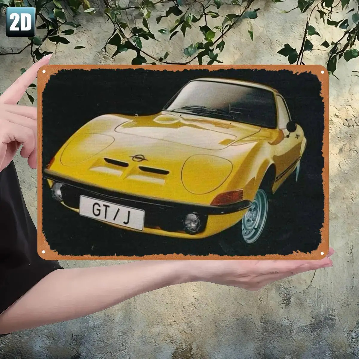 TEMU 2d Flat, 1pc Vintage Gt/j Sports Car Metal Tin Sign - 1960s Racing Design With Logo, 12x8 Inch (30x20cm) Weather-resistant Retro Automotive Wall