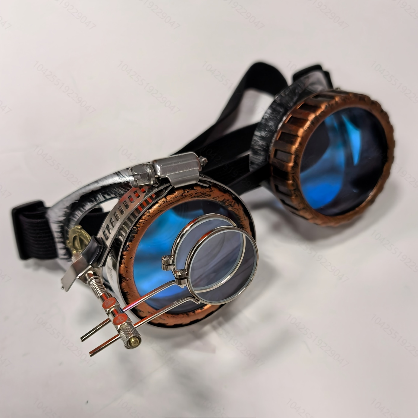 TEMU 1pc Steampunk Retro Glasses With Metal Frame & Blue Lens - Adjustable Elastic Band, Victorian/vintage Eyewear For Cosplay, Themed Events,
