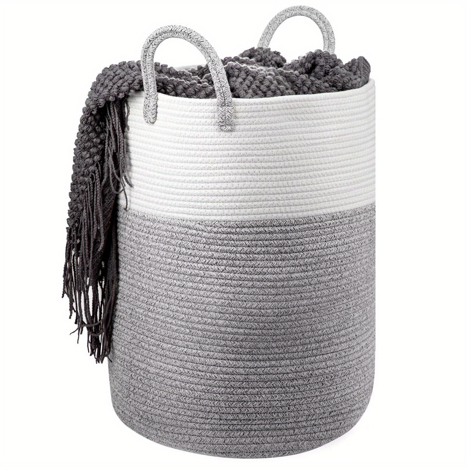 58l Rope Basket Large Blanket Storage Organiser Laundry, Laundry Baskets