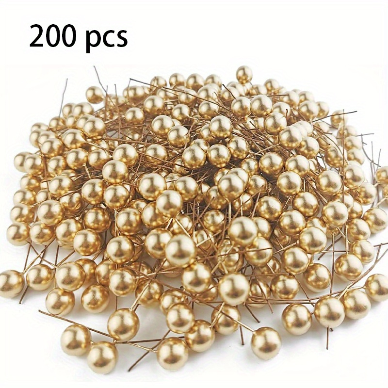 TEMU 200pack Artificial Holly Christmas Berries On Stems 12 Mm Fake Berries For Christmas Tree Decorations Wreath Craft Wedding Party Favor For Room,