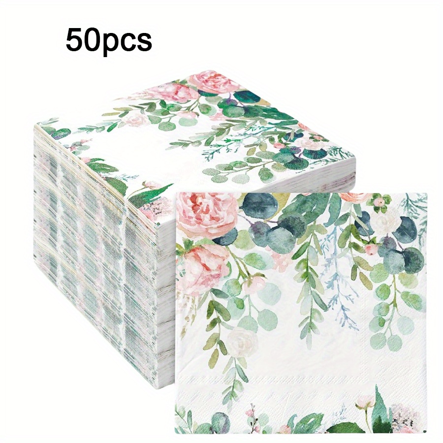 E-shop 50 Servietten, grüne Blatt-Servietten, farbenfrohe, bedruckte Einweg-Tücher, geeignet für Partys, Hochzeiten, Geburtstage, Familienfeiern und
