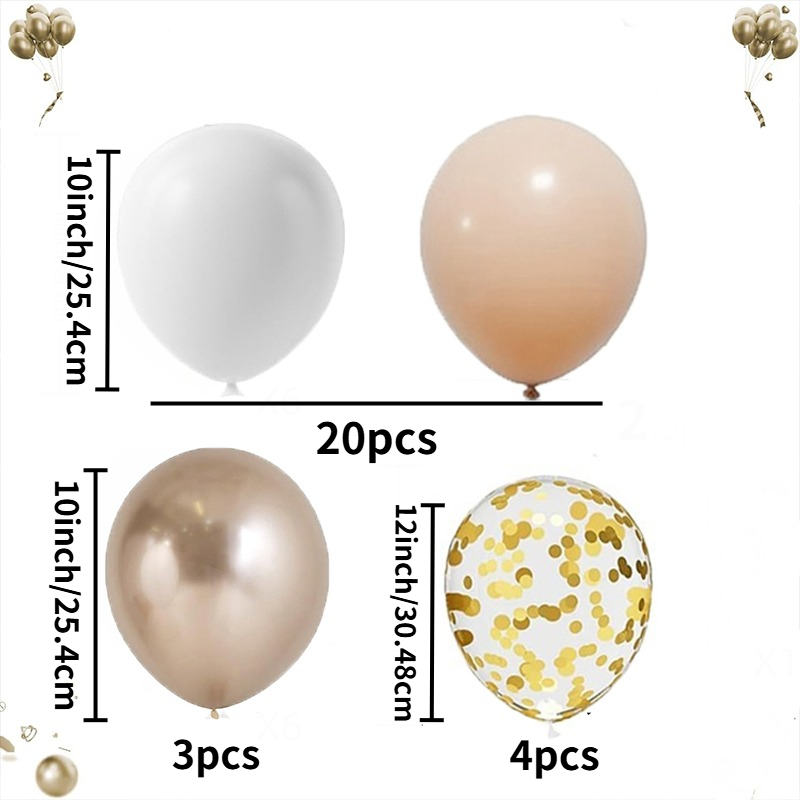 TEMU 27pcs Skin-tone And Sets, 10/12-inch Retro Balloons, Metallic Golden Color, Sweet And , Easily A Birthday Party Scene; Suitable For Birthdays,