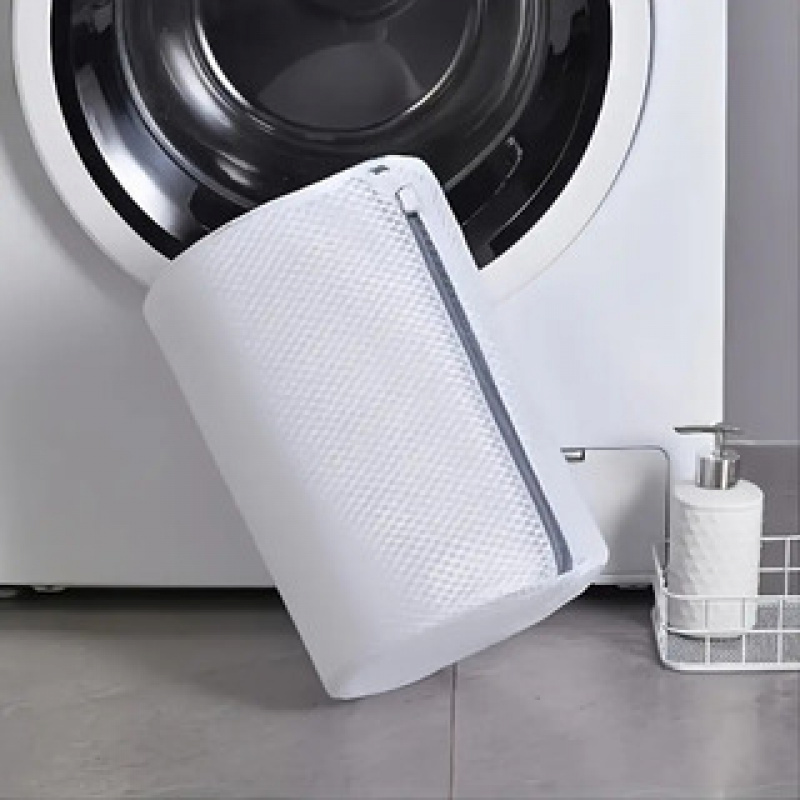 TEMU Washing Machine Shoe Bag, Fluffy Fibers 360° Surround Cleaning, Durable Zipper Reusable Bag Oval Protective Laundry Bag For Sneakers, Casual