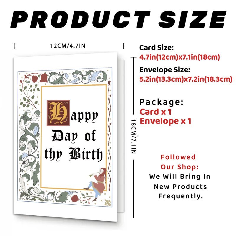 TEMU 1pc Medieval Birthday Greeting Card, History Card, Ren Gift For , Thank Yous And Friendship, With Envelope