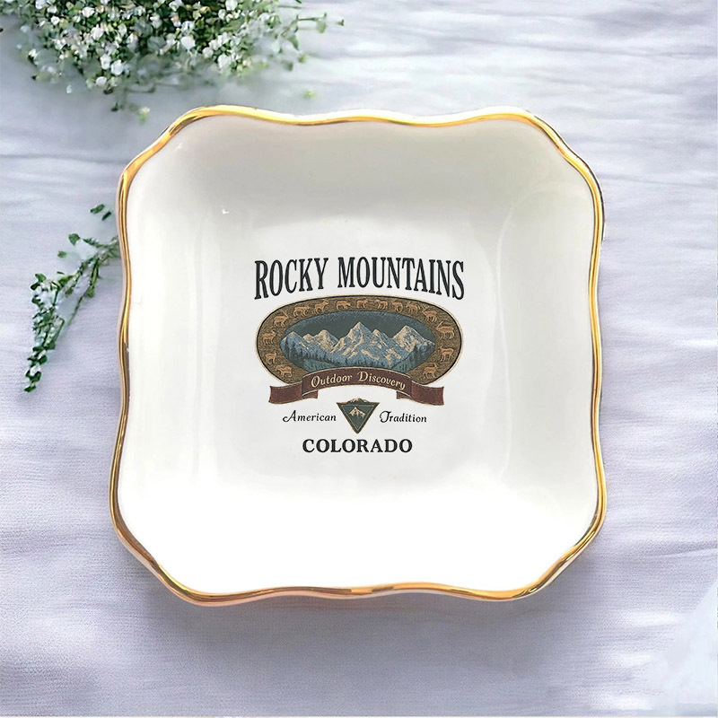 TEMU 1pc Retro Mountains Ring Dish Gift For Bridesmaids, Jewelry Tray For Keepsakes, Engagement Ring Holder, Couple's Wedding Trinket Tray, Bridal
