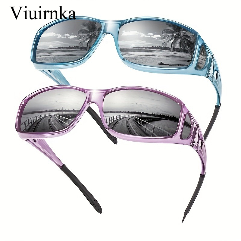 TEMU Viuirnka 2pcs Women's Sunglasses, Stylish Polarized Wear Over Glasses For Eyewear, Dustproof Design For Outdoor Activities And Driving, Includes