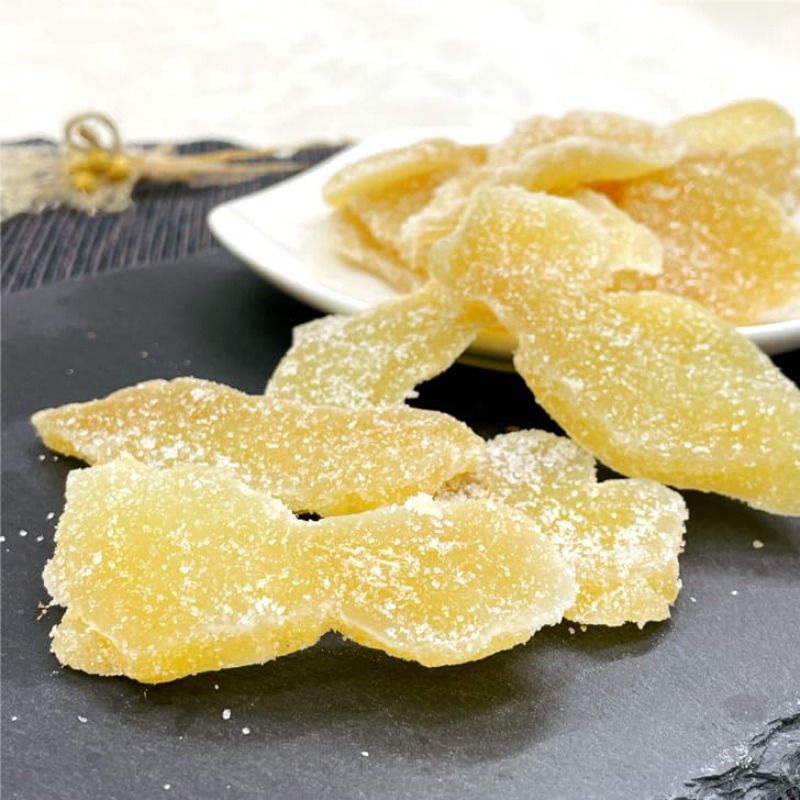 TEMU Dried Ginger Slices 500g Ginger Sugar Ginger Dried Fruits Storage Bag With Zipper, Kitchen Essentials, Pantry Staple, Resealable Bag, Zippered