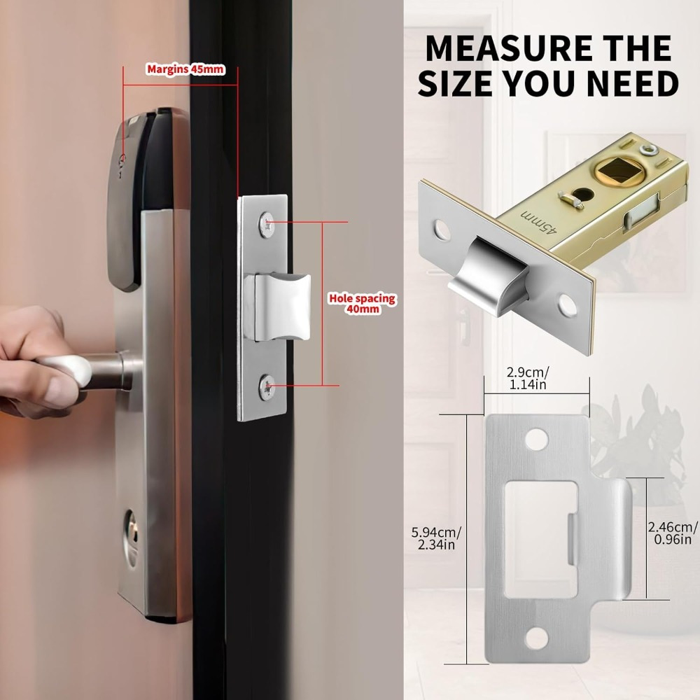 TEMU 5pcs 45mm Tubular Door Latch Set, Silent Lock Core, Durable, Suitable For Spring Rod Door Handles