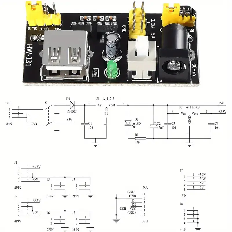 4pcs de alimentación para breadboard mb102 sin soldadura 3.3v/5 4pcs clips de batería de 9v & conectores tipo t - enchufe sin soldar para , , prototipado electrónico, prueba de circuitos, conexión , conexión , accesorio para placa de , diseño compacto, conector , usuarios de detalles 4