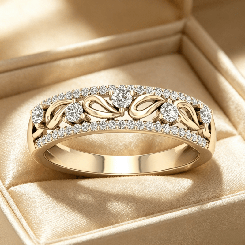 TEMU 1pc Kc Golden Plated Copper Ring Exquisite Luxury Eternal Ring Inlaid Synthetic Zirconia Ring Elegant Bride Engagement Ring Suitable For