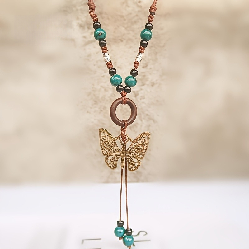 TEMU Women's Handmade Bohemian Pendant Necklace - Jewelry Suitable For Parties, Festival Gifts & Wear - Retro Chain For Weddings, Festivals, (no