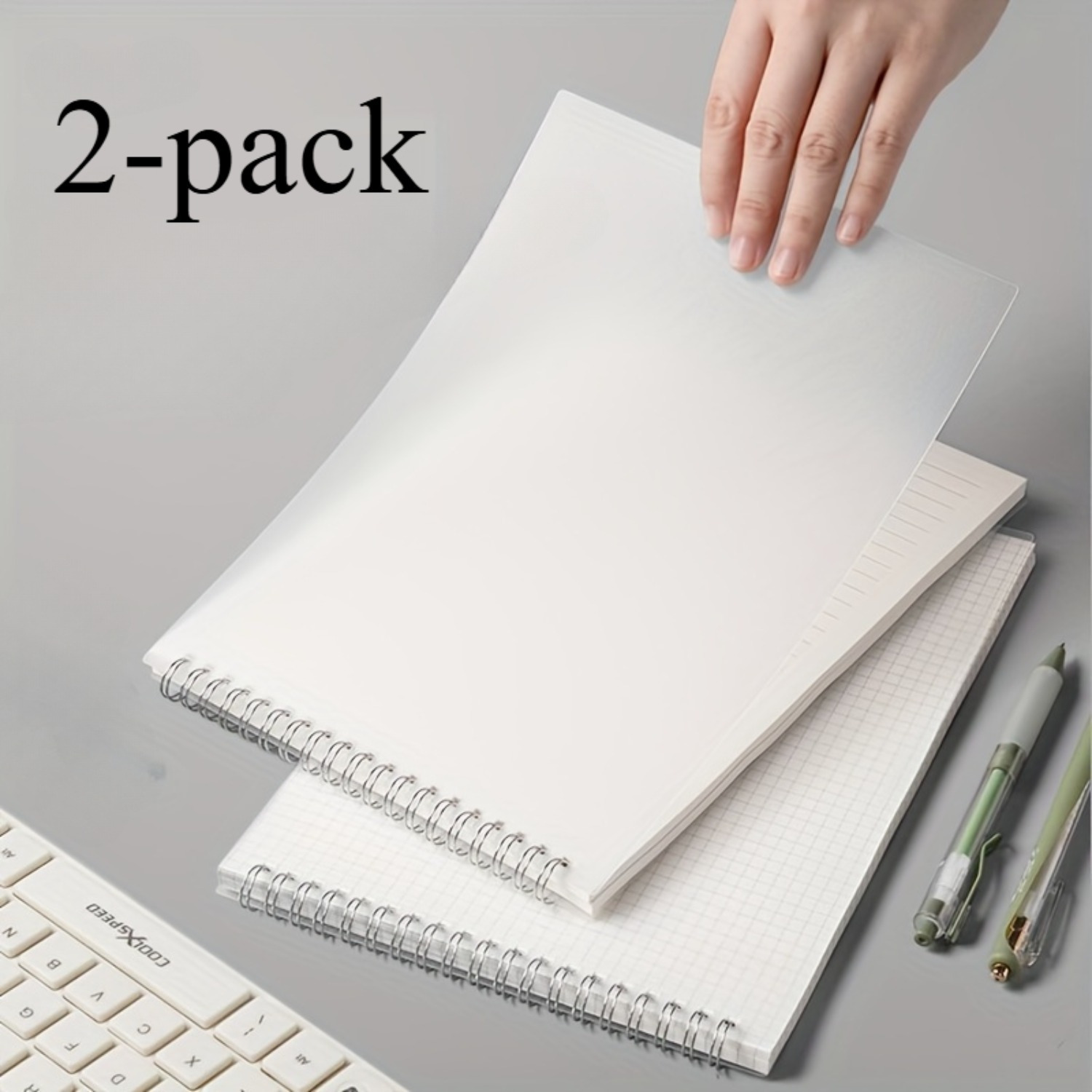 

2pcs A5 Grid Spiral Notebooks - Waterproof, Softcover Journals For Students & Professionals,