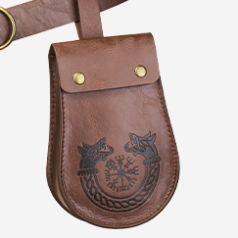 TEMU Men's Waist Pack | Medieval Dragon Embossed Waist Bag | Viking Viggo Pouch For Dice, , And Trinkets | Fantasy Renaissance Waist Bag