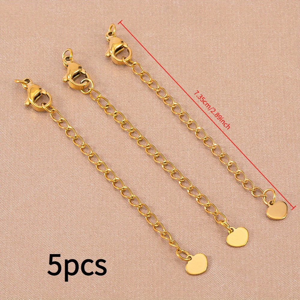 5pcs Ornament Universal Tail Chain 7.5cm Stainless Steel Material Extension Chain With Lobster And Tail Pendant For Manual Ornament Closed Connector