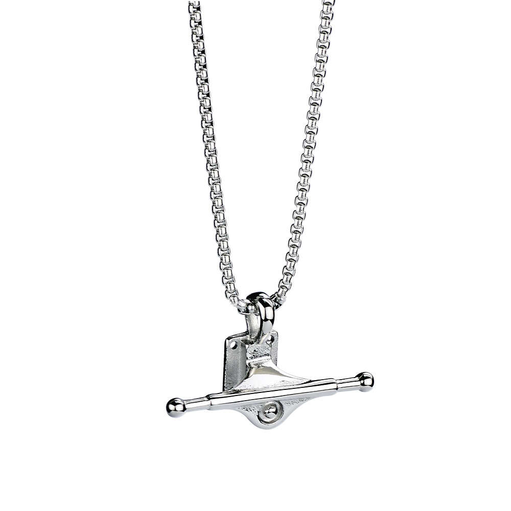 TEMU Pendentif Porte-Skateboard en Acier Inoxydable 316L pour Homme - Bijou Hip Hop - Cadeau Mode