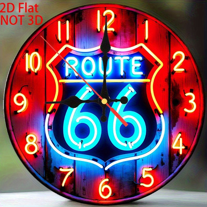 2d Flat Print, Vintage Silent Wall Clock For Room Decoration, "neon Sign Clock", Non-lighting, Wooden Quartz Design, Halloween And Christmas, Home/coffee/mural Decoration., 2d Flat