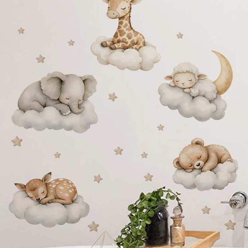 TEMU 1pc, Cloud Animal Wall Sticker, High-end Wall Decoration, Pvc Self-adhesive And Removable, Suitable For Bedroom, Living Room, Dining Room,