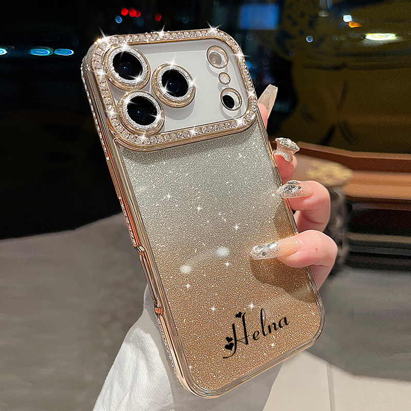 Custom DIY Name Sparkling Rhinestone Phone Case Suitable for 17 Pro Max, 15, 16 Pro Max, 13 Pro, 12 Pro Max, And 14, Personalised Phone Case With Strap, Phone Case, Handy Cover