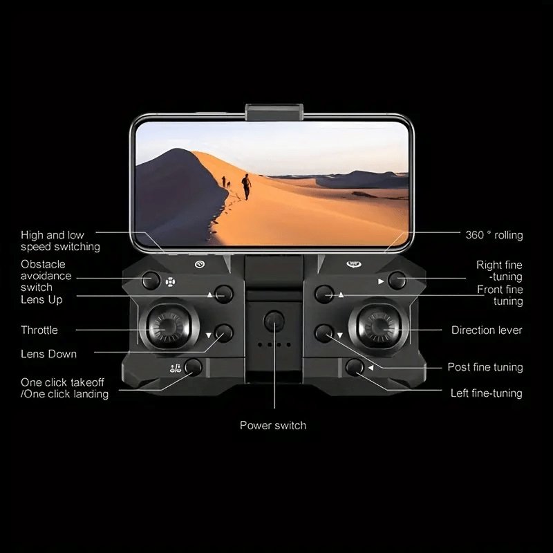 K12 Max Upgrade RC Drone Toy with Brushless Motor, HD Camera, 360° Obstacle Avoidance & Optical Flow - Wireless Remote Control, Realistic Drone Sounds, STEM Learning Gift for Teens 12+ (Black with Blue Accents), Remote Control Drone, Tech Gift, Highquality Construction