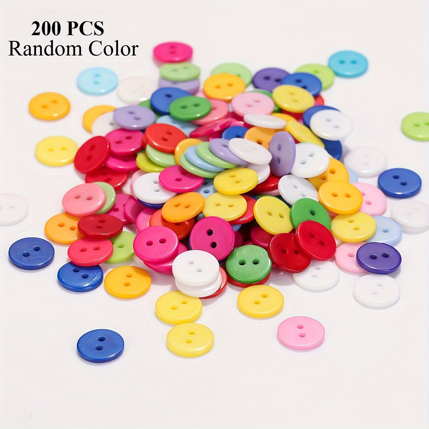 TEMU Juego de 200 botones de resina vibrantes aleatorios - Kit de costura de con 2 agujeros, combinación multicolor con empaque surtido, ideal para