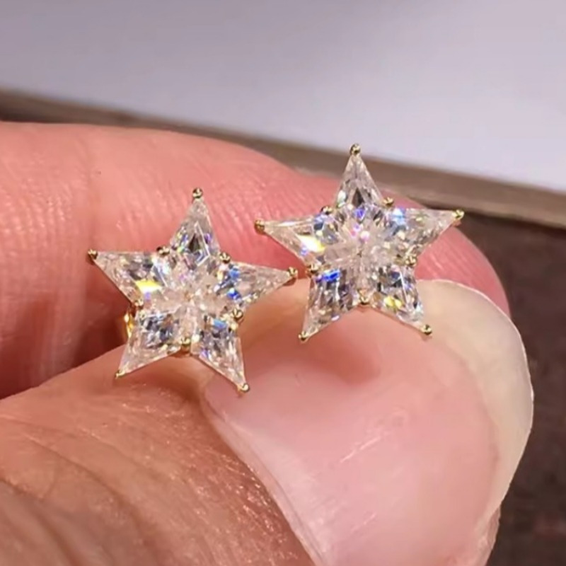 TEMU 1 Çift Kadın Yıldız Küpe - Sentetik Zirkon Taşlı, KC Altın Kaplama Şık Minimalist Tasarım, Günlük Kullanım ve Partiler İçin Çok Yönlü, Nisan-image-17596809803679