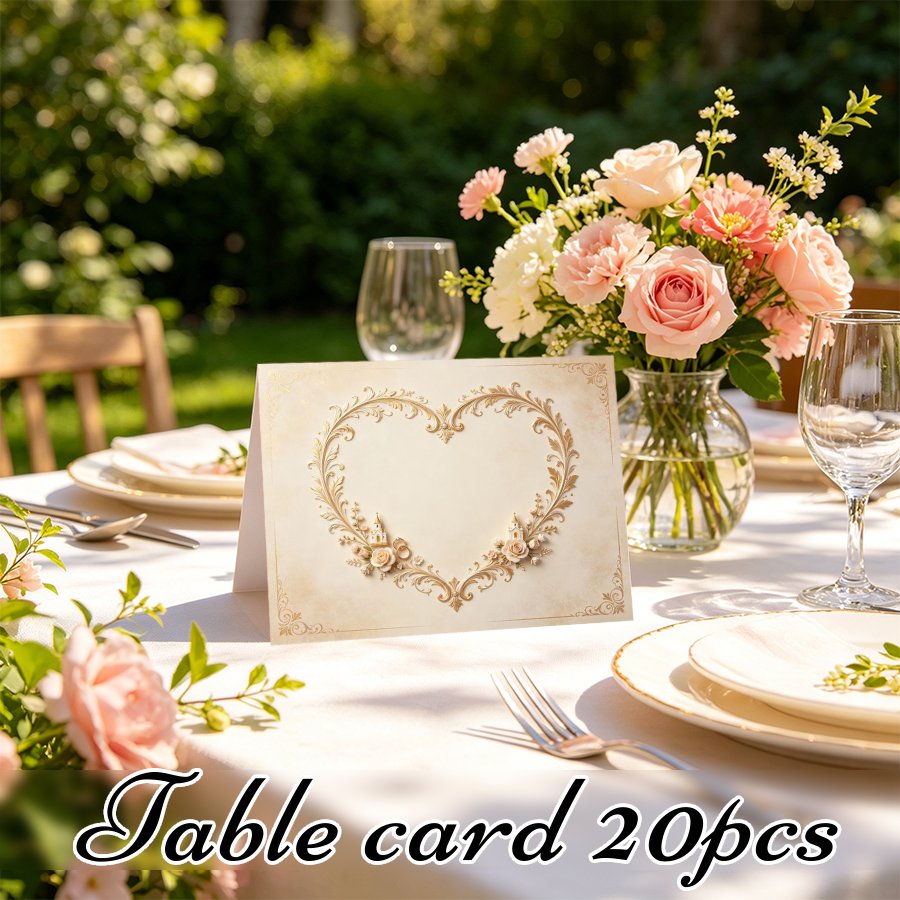 TEMU Cartes de Table de Mariage | 20pcs 3.5 X 4.7 Inch Papier Cœur Vintage Blanc Cartes de Table de Mariage, Cartes de Table Blanches Banquet Cartes