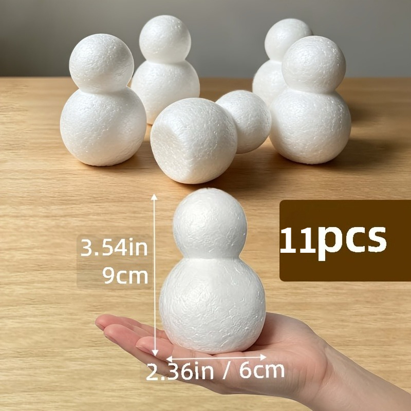TEMU 11pcs Set Of Eps Snowman Blanks, Christmas Expanded Polystyrene Snowman Blanks, Hand-wrapped Floral Base Creative Decoration Model Materials,
