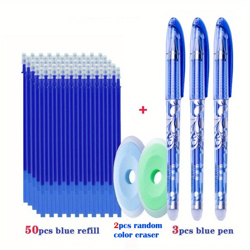 TEMU 55pz/Set Penne Gel a Blu 0.5mm con Ricarica Cancellabile, Penne Cancellabili per Scuola, Cancelleria, Penne a Gel, Strumenti , Preparazione