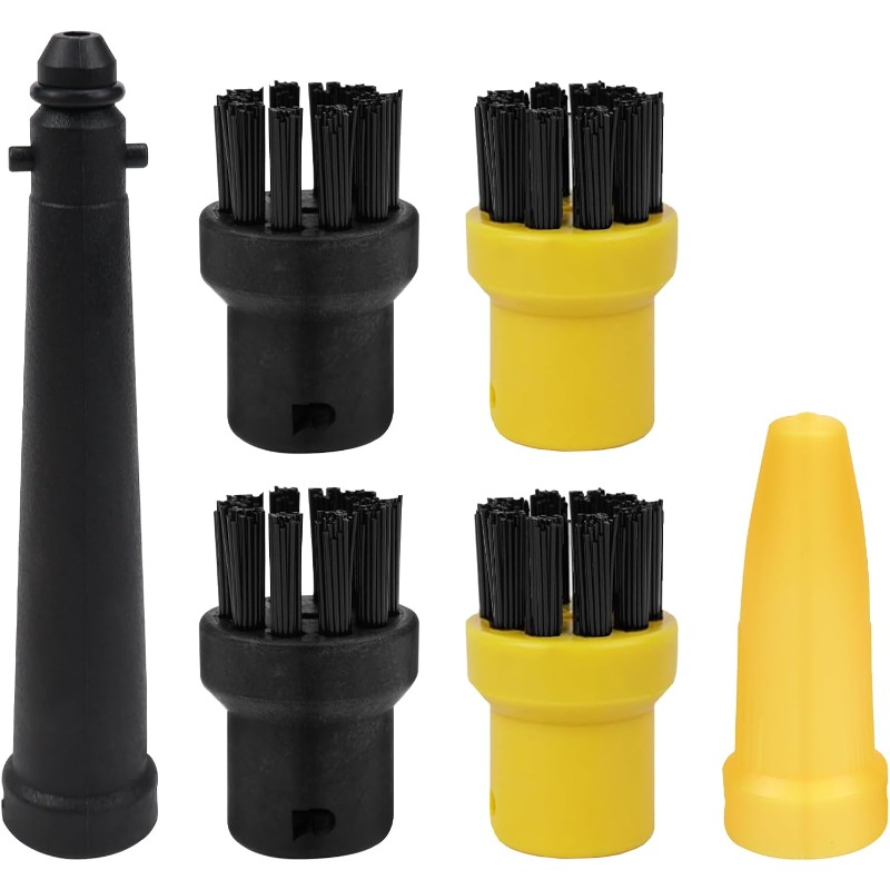 E-shop 6er-Set runde Bürstenaufsätze, passend für Dampfreiniger-Zubehör, Fensterdüsen, kompatibel mit SC1, SC2, SC3, SC4, SC5, SC7, CTK10, CTK20