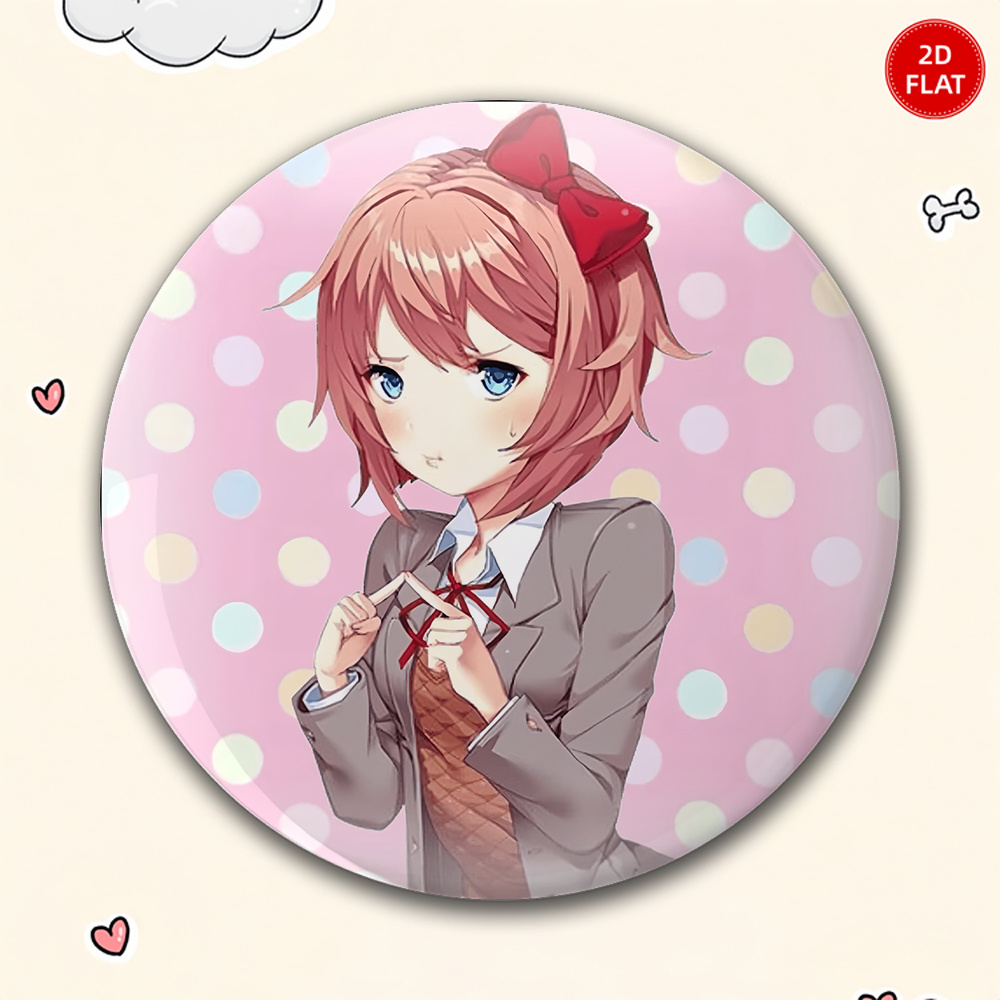 TEMU 2d Flat, 2d Flat - 2026 Latest Classic Trendy Style 1pc Men's Casual Round Brooch, Anime Cartoon Badge, Fashionable And Ornate Accessory, Unisex
