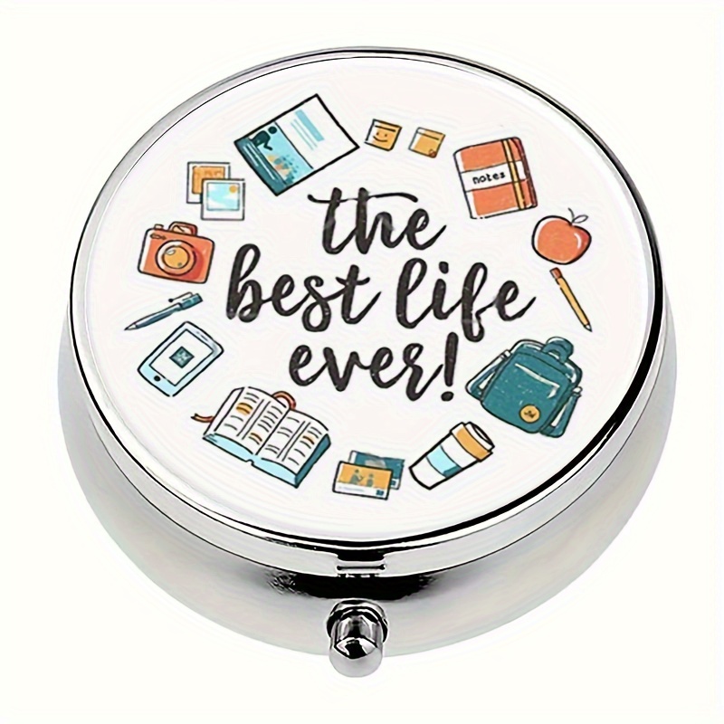 TEMU 1pc " Ever" Pill Organizer - Metallic Exterior & Food- Case, -compartment Daily Medication Box With - Travel, School, Office, Or Gift Idea For