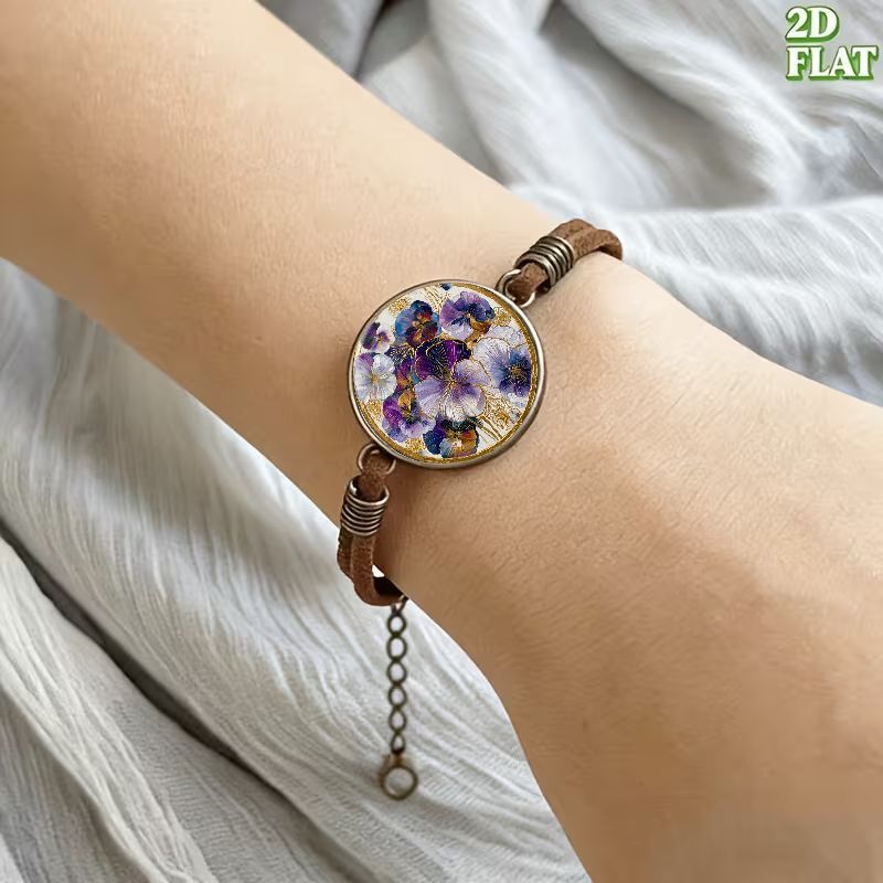 Vintage 2D Flat Pattern Fashion Bracelet, Gift Ready