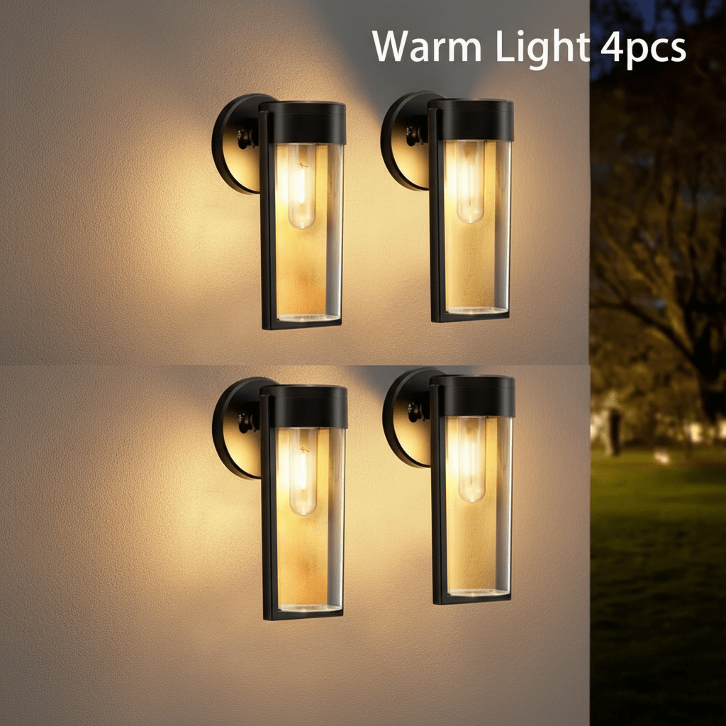 4pcs Outdoor Solar Led Filament Wall Lights, Upgraded High- Solar Panel, Long Auto , Ideal For Garden, Deck, Patio, Front Door, And Driveway, Ip44