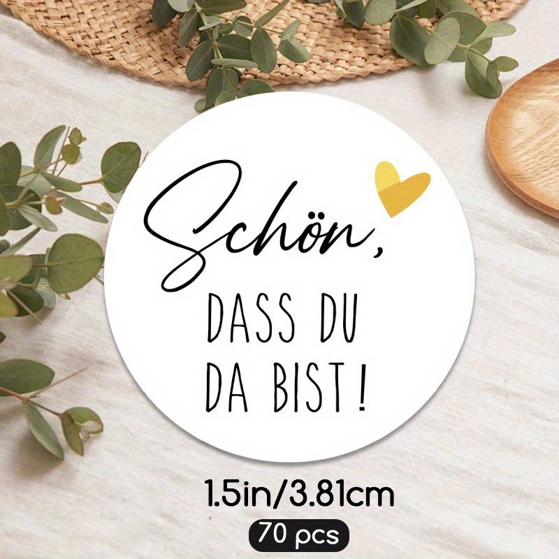 TEMU 70pcs German Thank You Stickers, "schon Dass Du Da Bist", Gift Label Stickers, Used For Envelopes, Gift Boxes, Cards, Used For Birthday Parties