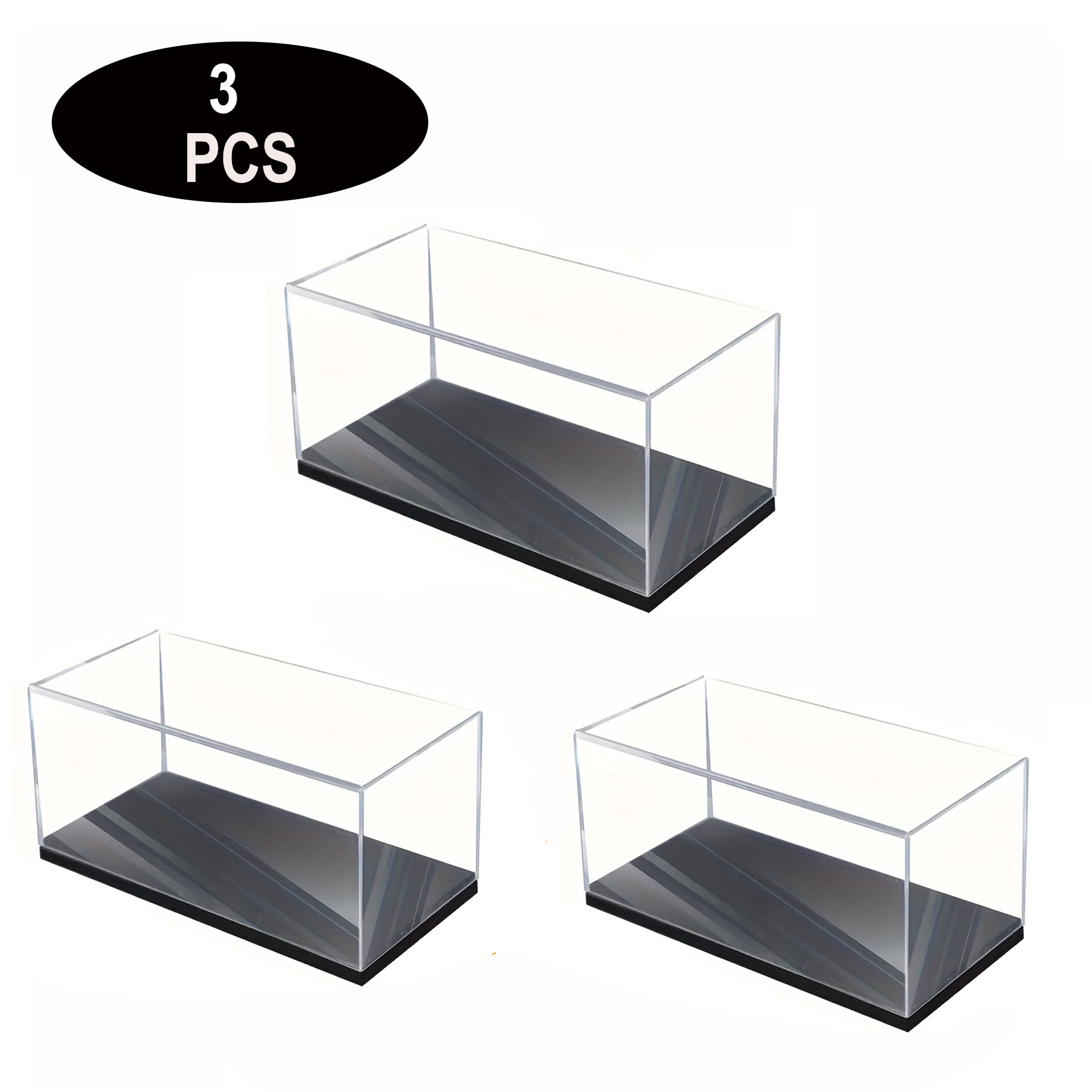 TEMU Set di 3 custodie espositive in acrilico - 12X5.8X4.5 cm, antipolvere, per modellini in 1/64 e 1/43, miniature e oggetti da | Materiale acrilico