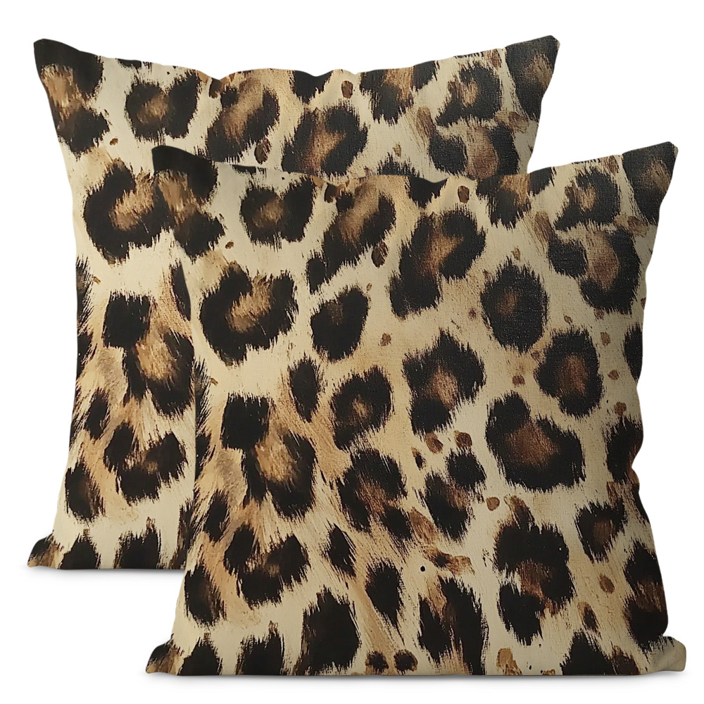 

2pcs Leopard Print Throw Pillow Covers, Soft Plush Fur Texture, 18x18 Inch - Elegant Covers For Sofa, Bedroom, And With Hidden Zipper, Machine Washable, Throw Pillows For Couch