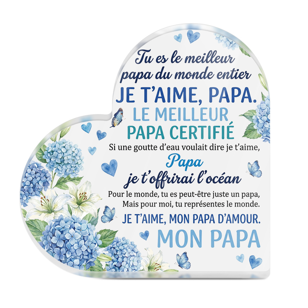 TEMU Décoration Plate 2D Putuo 1pc Citations Panneau Acrylique de Cœur Décoration de Table, Vous Êtes Le Meilleur Père Du Monde, Décoration de Bureau