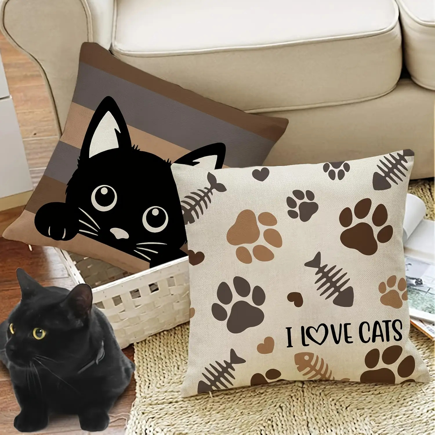 cartoon cat paw short polyester pillowcase set of   living room sofa car bedroom decoration polyester fiber material double sided printing   sofa accessories   accents   decor cartoon   material   decorative pillows accent pillows   enthusiasts   Product details 0
