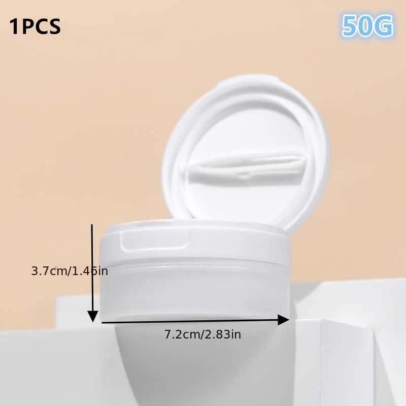 TEMU 1pc 50/120g Couvercle à rabat avec cuillère ou pince à épiler | Pot cosmétique rechargeable en acrylique pour crème visage de voyage et lotion
