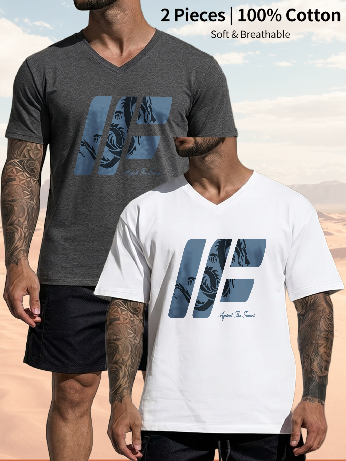 アイテム画像 【メンズ】vネック ピュア 半袖 抽象 波 デザイン レジャー tシャツ アウトドア スポーツ ホーム 必需品 洗濯機洗い/手洗い可能