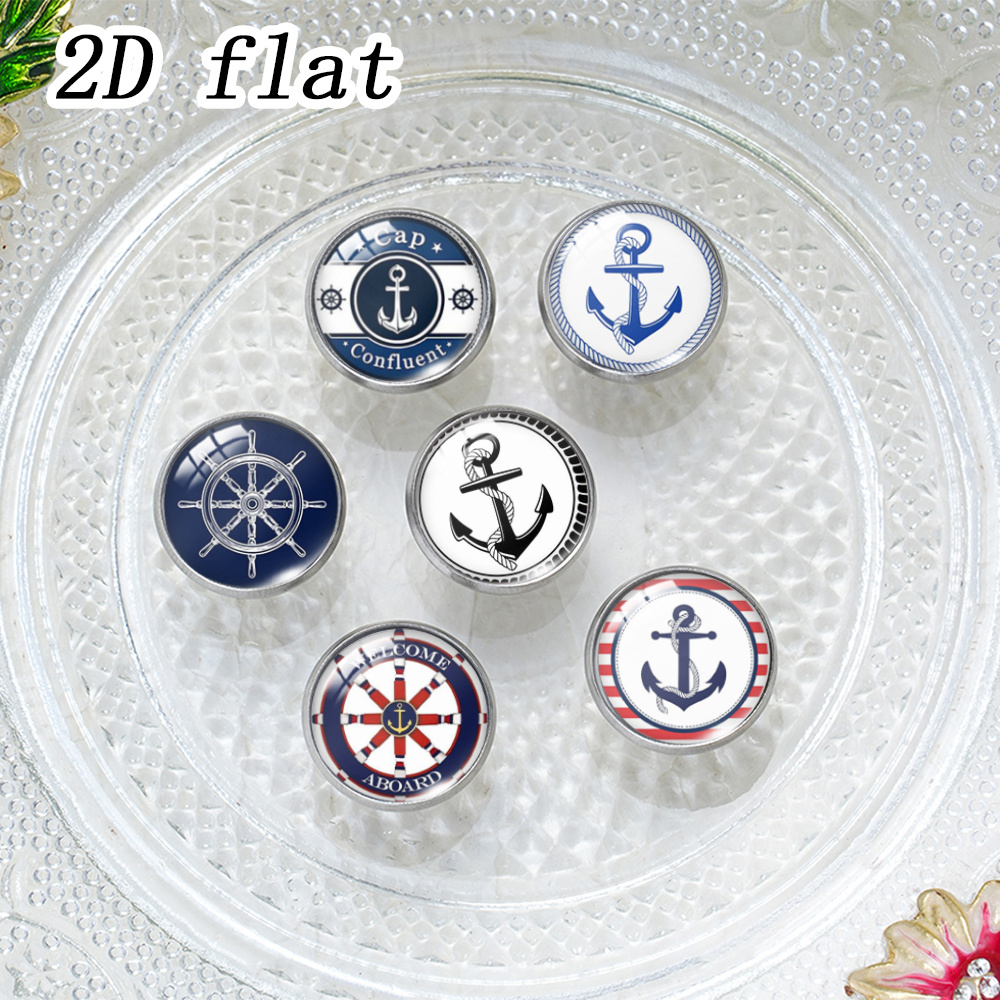 TEMU 2d Flat, 6pcs Set Nautical Anchor Pattern Glass Cabochon Lapel Pins With Stainless , 2d Flat Design, Lawyer & Judge Printed Badge Brooches,