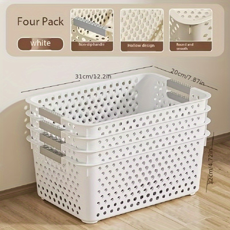 4pcs Multifunctional Plastic Storage Boxes, Suitable For Wardrobes And Home Decor- Perfect For Kitchens, Bathrooms, Bedrooms, Offices, Wall Mounted