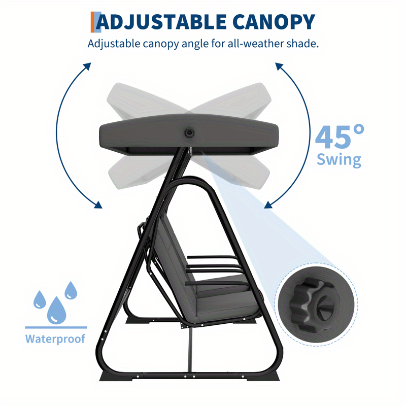 heavy duty outdoor 2 person glider swing chair with stand patio garden porch rocking chair all weather construction easy assembly for couples patio deck or backyard relaxation modern   patio furniture sleek style durable construction couples seating Product details 3
