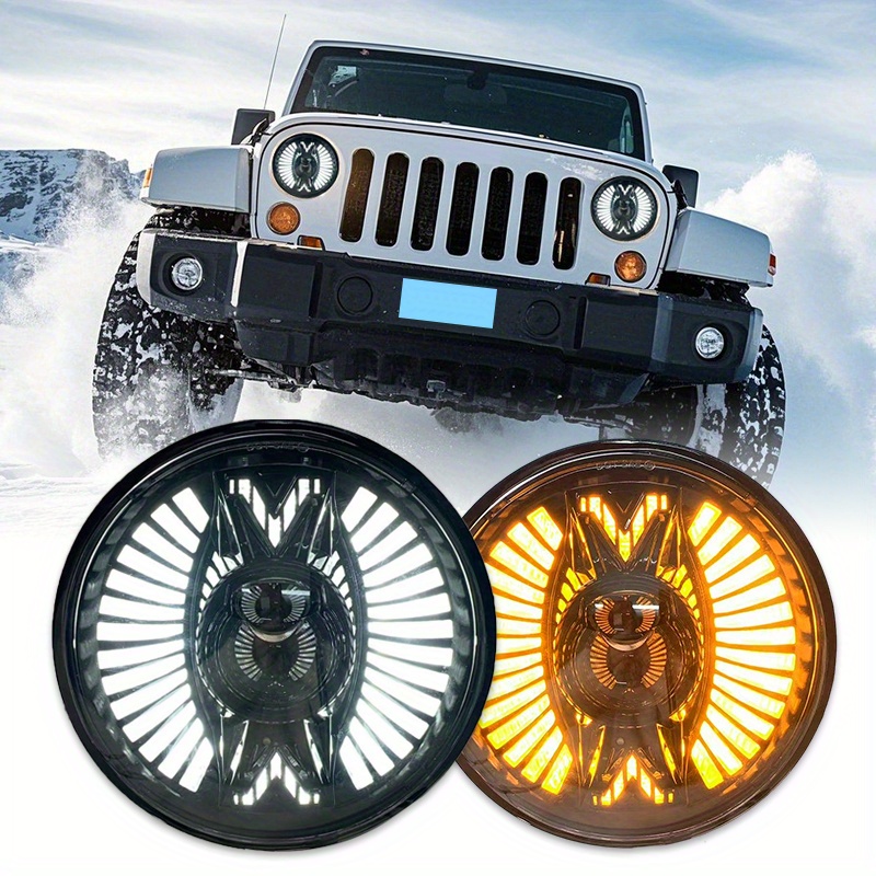LOYO 7 LED Headlights 60W High Low Beam LED H4 Halo Angel Eye DRL King Kong Light for Jeep Wrangler JK TJ Land Rover