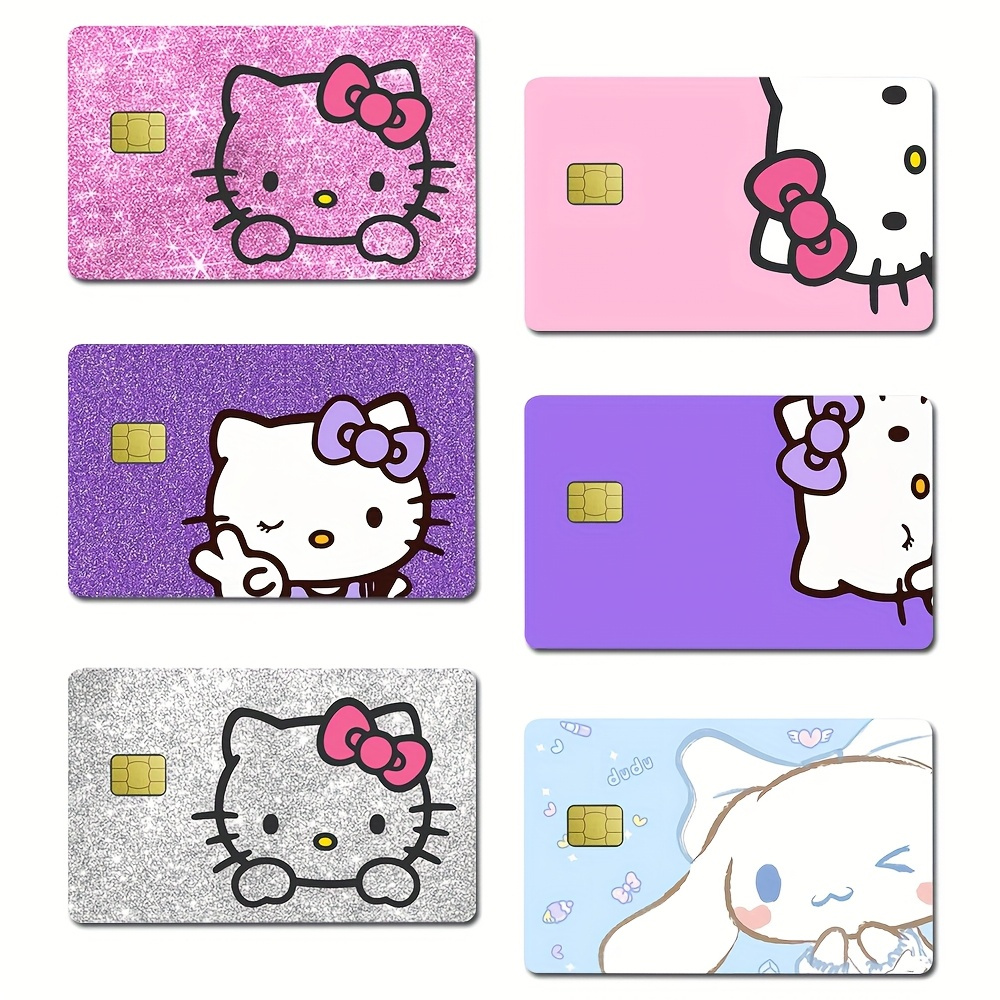 6 Sanrio for hello kitty Credit Card Stickers, Cartoon for hello kitty Pattern Debit Card Stored Value Card Plastic Skin Stickers Valentine'S Day Mother'S Day Creative Gift