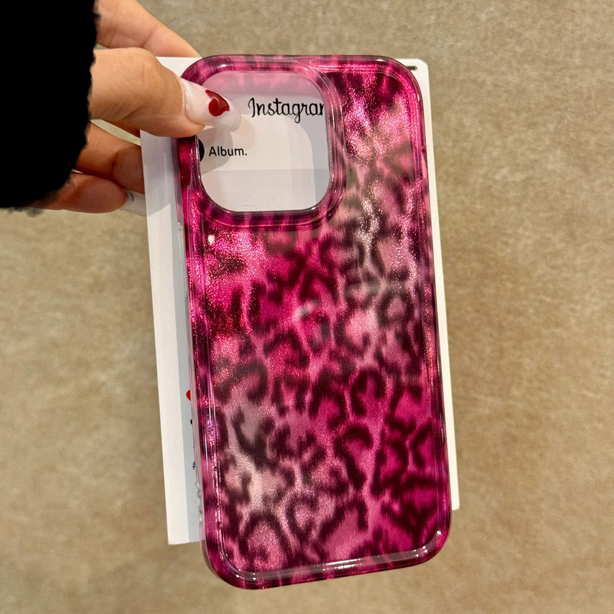 TEMU Phone Case - Fashionable Rose-pink Leopard Print Phone Case Suitable For Iphone 18 17 16 15 14 13 12 11 Pro Max Xs Xr X 8 7 Se2 16e, Shockproof